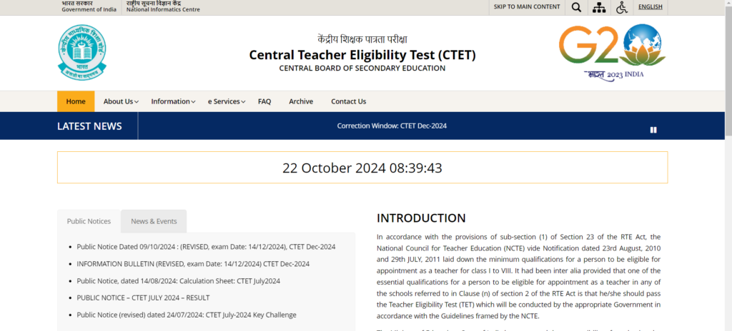 CTET Application form 2024, December Session Correction window out